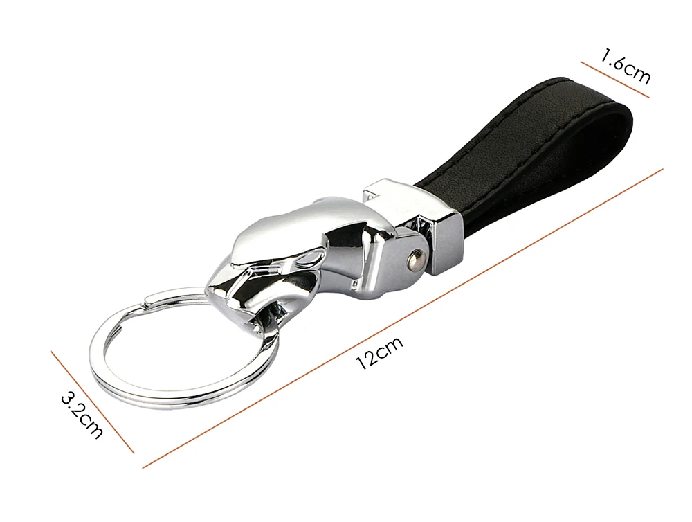 Auto Luxus Leopard Kopf Echtes Leder Schlüsselanhänger Schlüsselanhänger Halter Metall Schlüsselanhänger für Jaguar F-PACE XJ XE XF XJ F-TYPE E-PACE – Detail 6