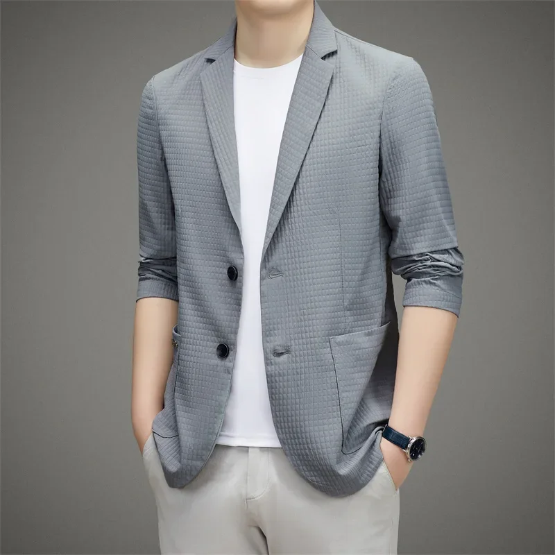 2024 Spring and Autumn Season New Men\'s Business and Casual Korean Edition Suit Flip Collar Coat High end Suit Top