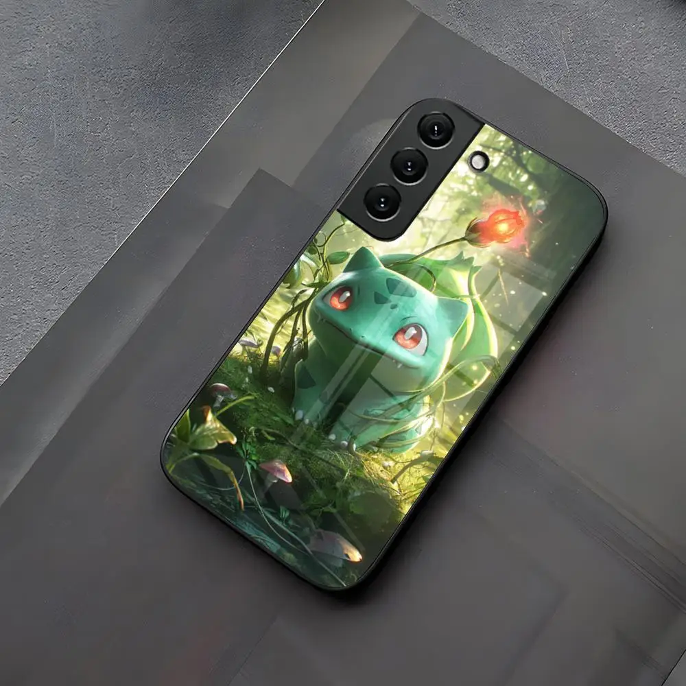 Pokémon Bulbasaur Phone Case Glass for Samsung Galaxy S23 S24 S21 S22 S20 Ultra Fe Plus A34 A54 A24 A52 A53 M54 Cover