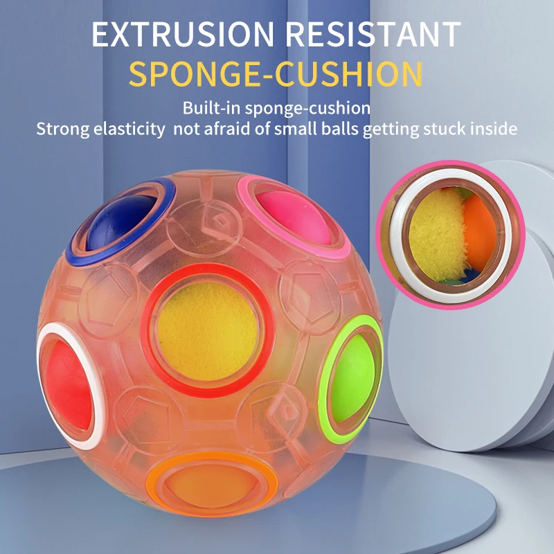 1Pcs Magic Cube Rainbow Puzzle Ball Fun Speed Toys Ball Night Light Ball Children's and Adult Stress Relief Educational Toys