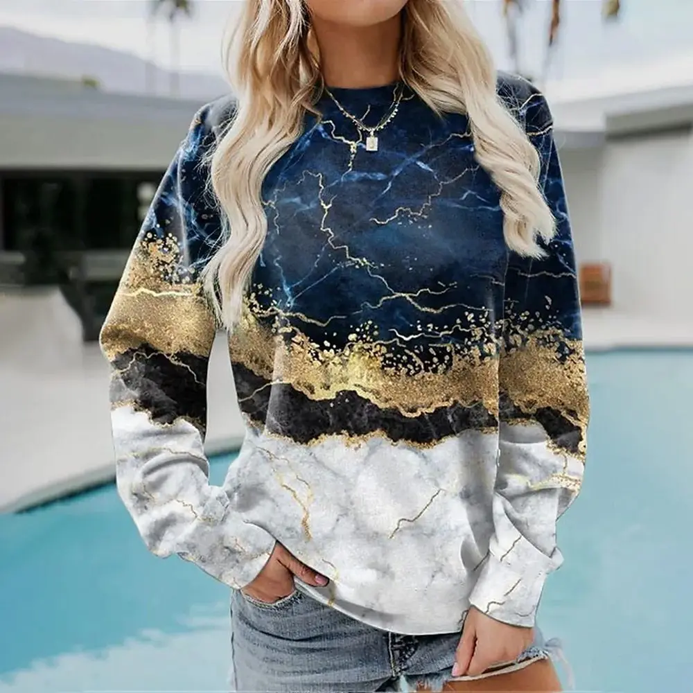 

Y2k Woman Clothes Casual T-Shirts Spring Autumn Floral Print Round Neck Long Sleeved Tops Tees Female Streetwear Pulovers