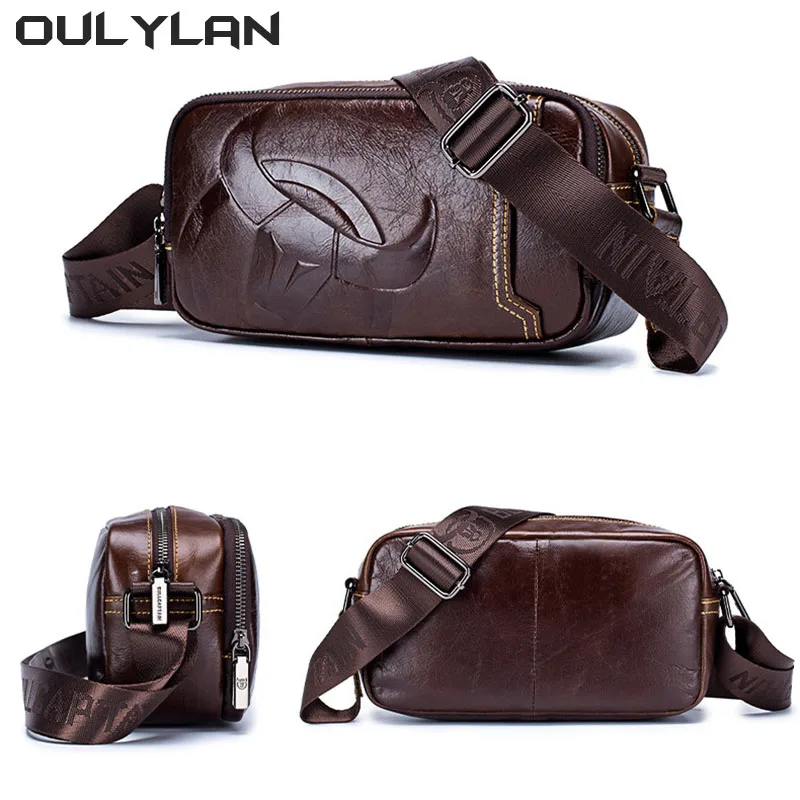 High Quality Messenger Sling Bag Satchel Bags Genuine Cowhide Leather Men\'s Bag Trendy Shoulder Crossbody Bags for Male