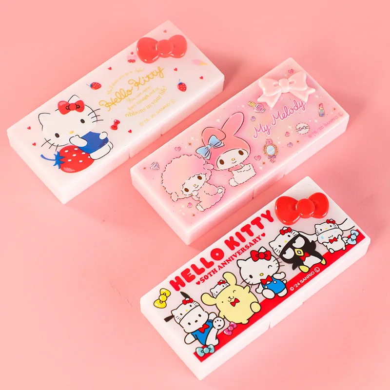 Genuine Sanrio Hello Kitty My Melody Y2K Storage Box Kawaii KT Cat Cartoon Desktop Hairpin Organzier Boxs Girls Gifts Toys