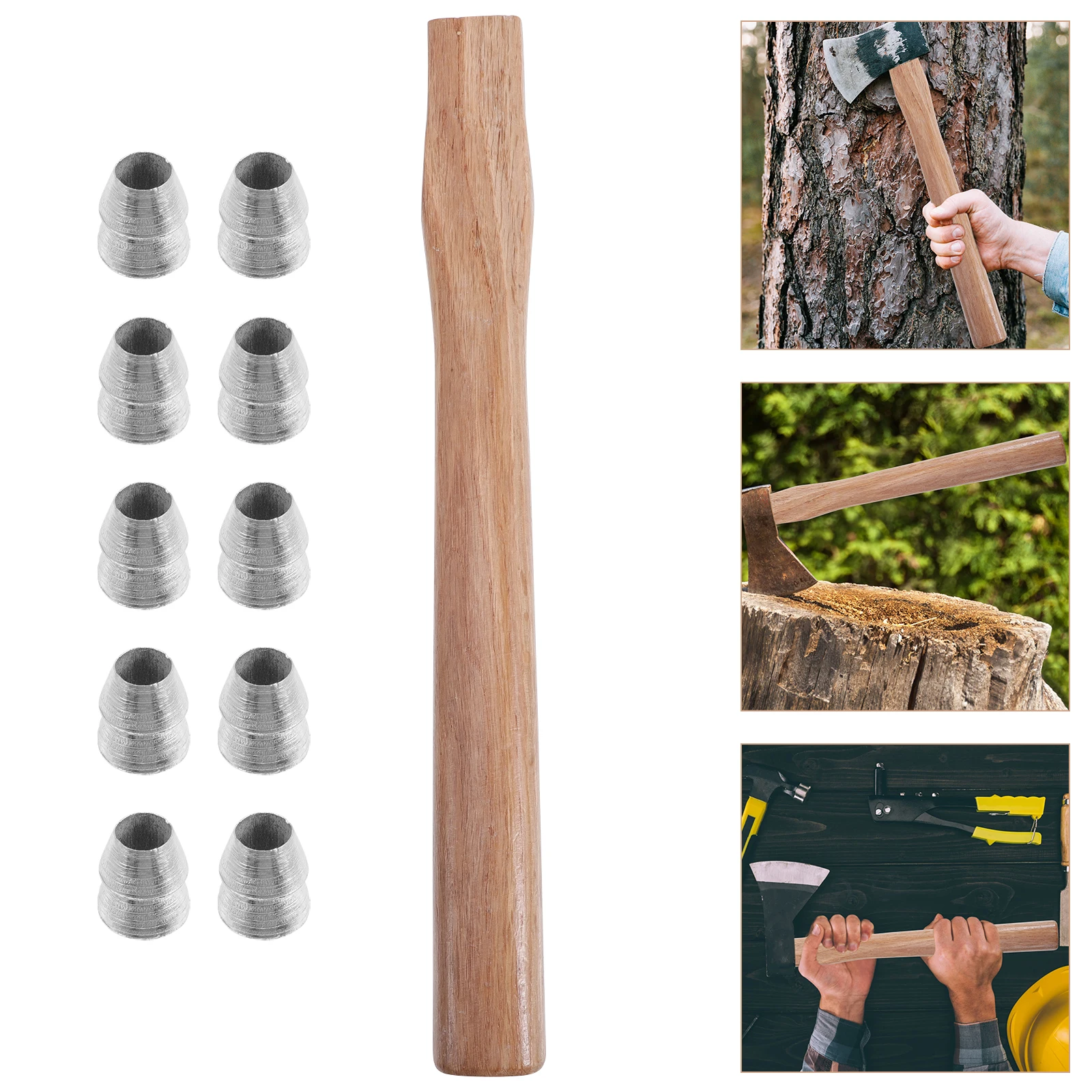 

Axe Handle Set Replacement for Practical Wood Grip Handles Accessories Steel with Wedge Supplies