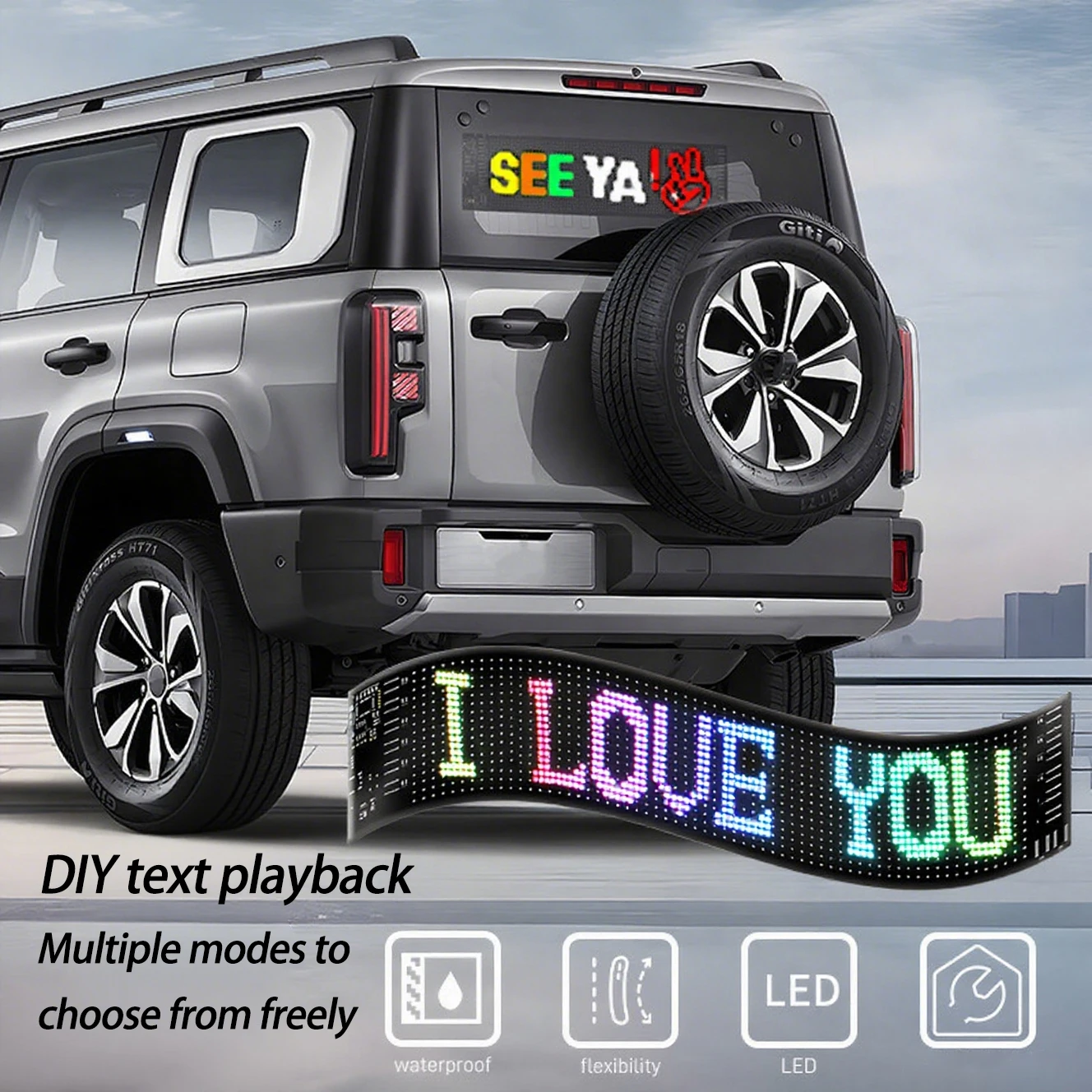 LED eye for trucks LED Car windshield panel Truck LED Pixel Panel Light Remote Control Soft Scrolling For Board big truck Light