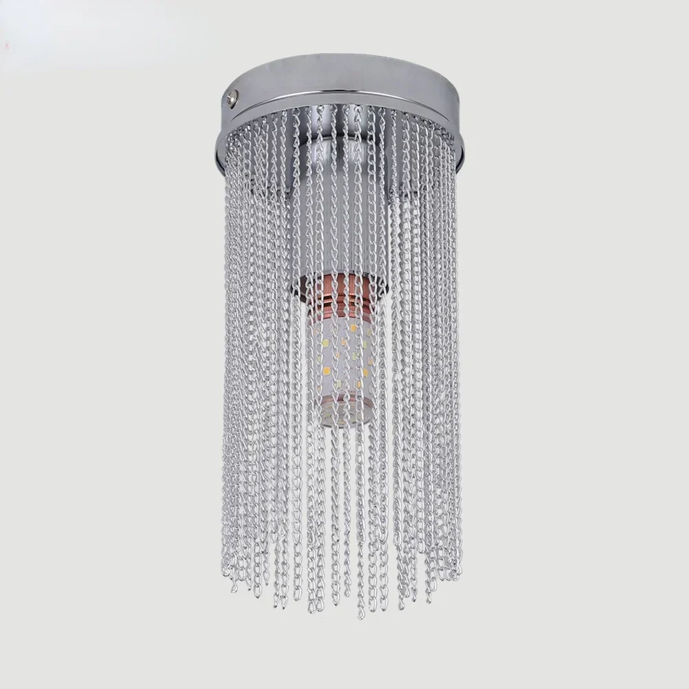 

Светодиодная лампа 12 Вт, современный золотой/хромированный потолочный светильник для прохода, простой стиль, ручная работа, алюминиевый потолочный светильник с кисточками для прикроватной тумбочки