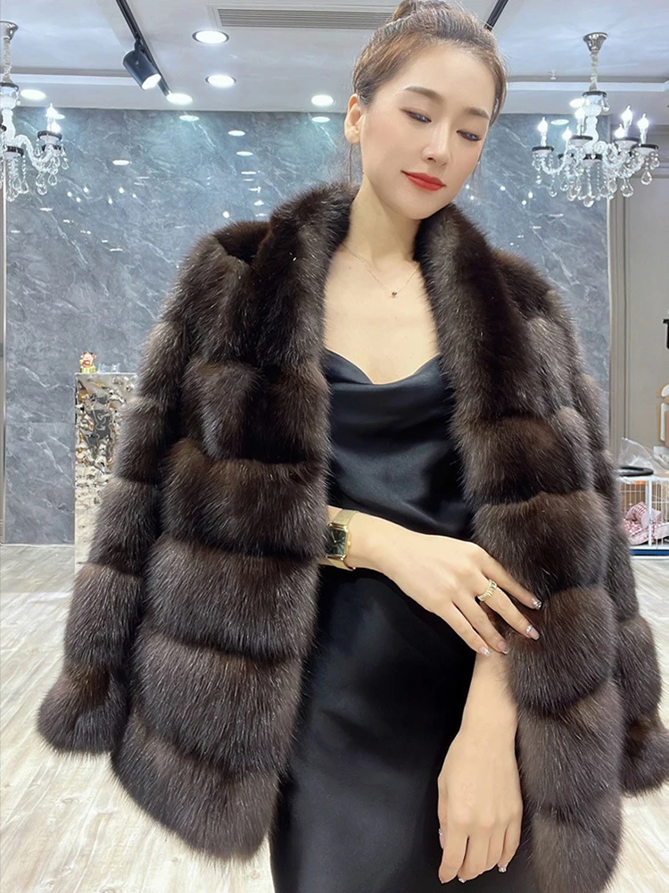 Faux Fur Coat Autumn Winter V-Neck Coats for Women Female Fluffy Plush Outwear 2023 Warm Fur Coats Female