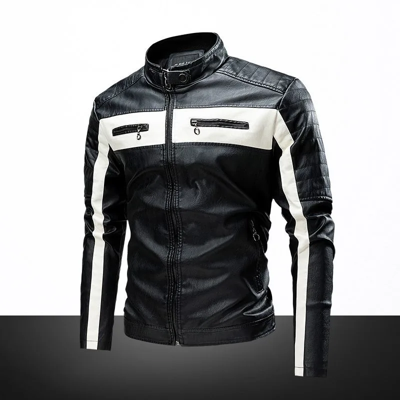 

Premium PU Leather Coat for Men 2025 Stand Up Collar Riding Jacket Warmth Style for Autumn Winter Anti Wind Design​