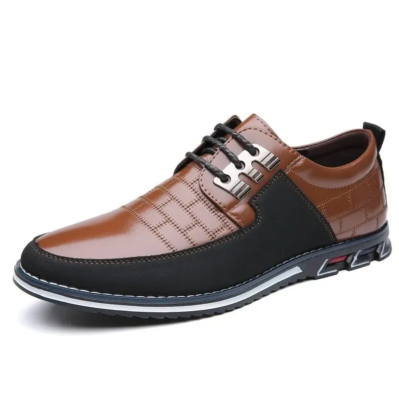 

Men's Casual Leather Shoes Lace-Up Fashionable Versatile Large Size 48 Business Shoes