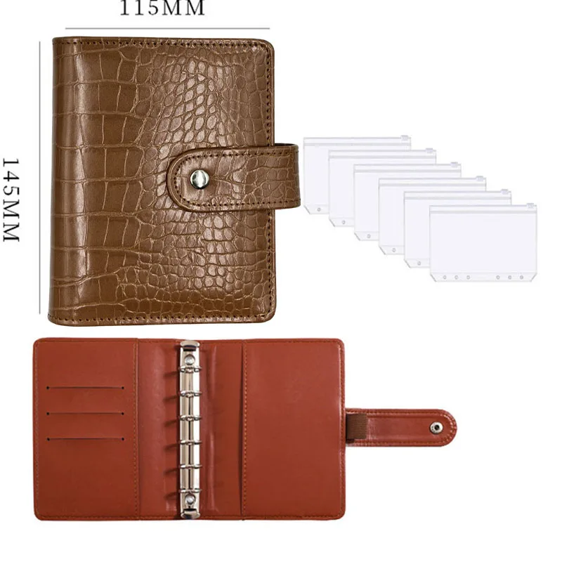 A7 Krokodilmuster-Leder Budget-Planer Notizbuch Geldumschlag-System Set mit Bindertaschen Geldbudget-Sparorganizer – Detail 4