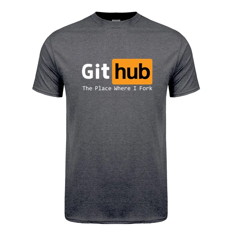 Github T Shirt Summer Men Funny Github The Place Where I Fork Cotton Short Sleeve T-shirts Mans Gift Tees LH-151