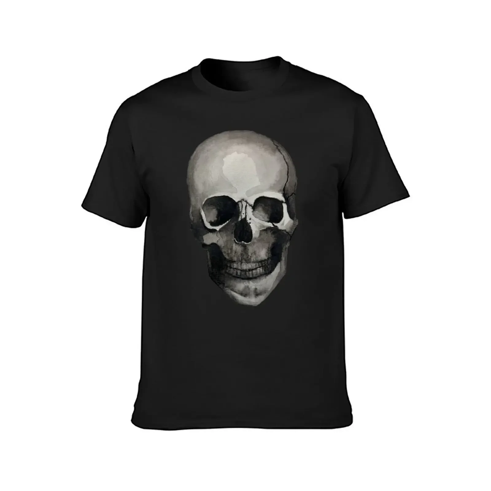 Watercolor Skull T-Shirt aesthetic clothes plus size tops blacks mens white t shirts