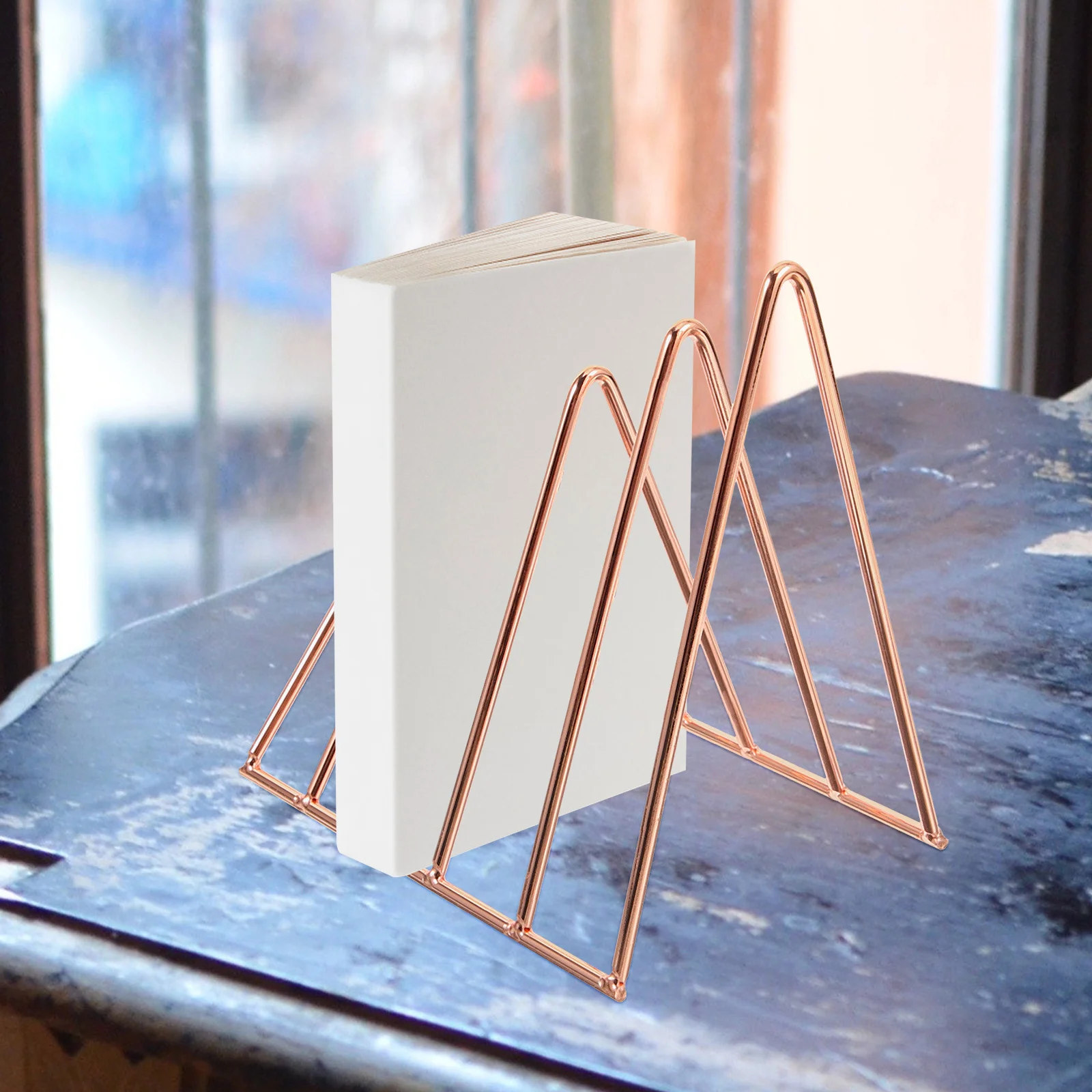 

1Set Double-Layer Triangle Bookshelf Retractable Design Book Stoppers for Tidy Tabletop Display in Various Places