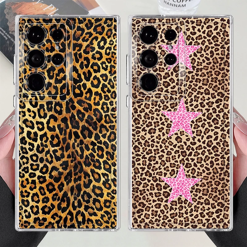 

Чехол для Samsung Galaxy Note 20 Ultra 10 S25 Edge S23 Ultra S24 S21 S20 Plus S22 FE Мягкий чехол для телефона с креативным леопардовым принтом