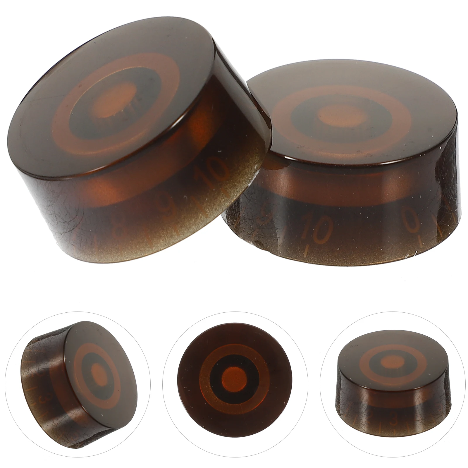 

4 pcs Potentiometer Cap Electric Guitar Volume Knobs Brown White Letters Acrylic Replacement Parts Long Life Easy Install Guitar