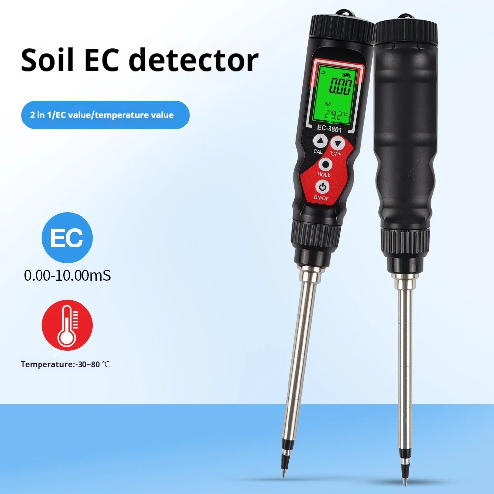 Détecteur de sol numérique Ec, compteur de sel agricole, testeur de conductivité hydroponique, plantation en serre de haute précision