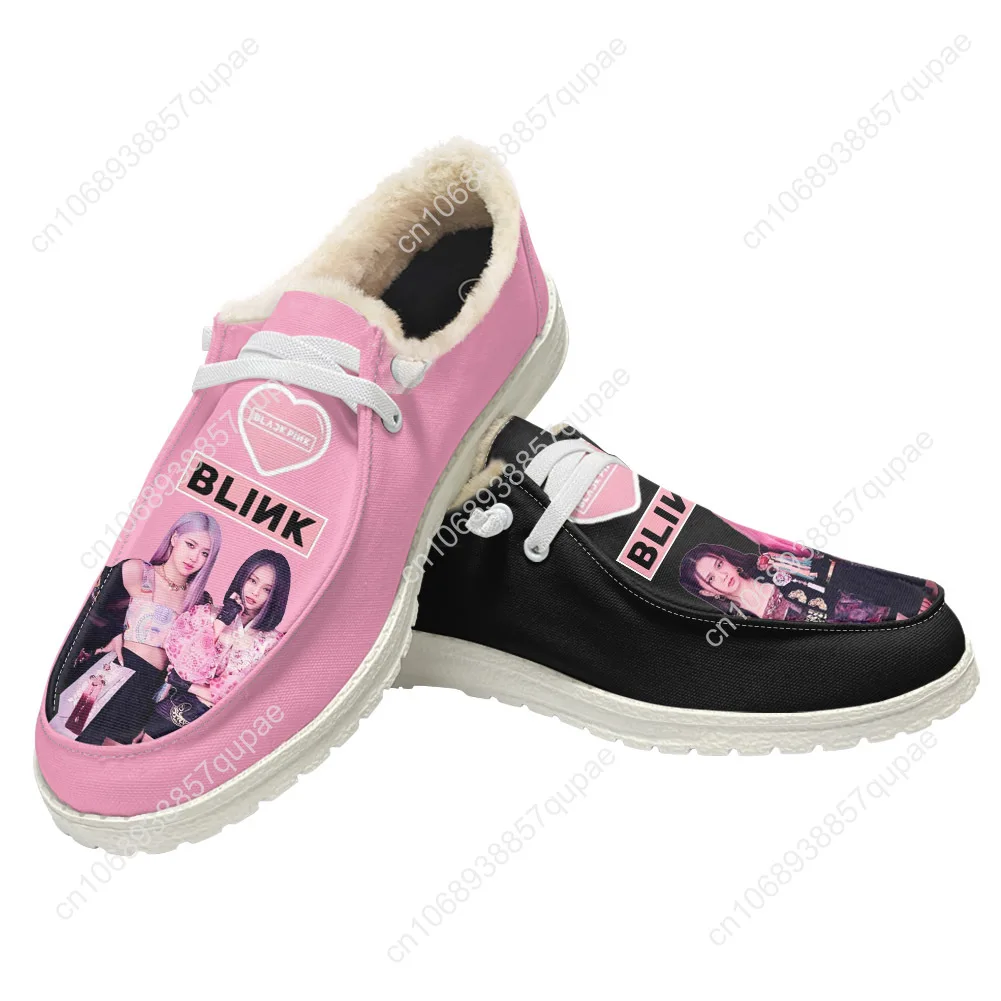 

Black Plush Casual Shoes Flat Shoe Pink Kpop Bp Men Woman Breathable Casual Outdoor Lightweight Footwear Couple Custom Made Shoe