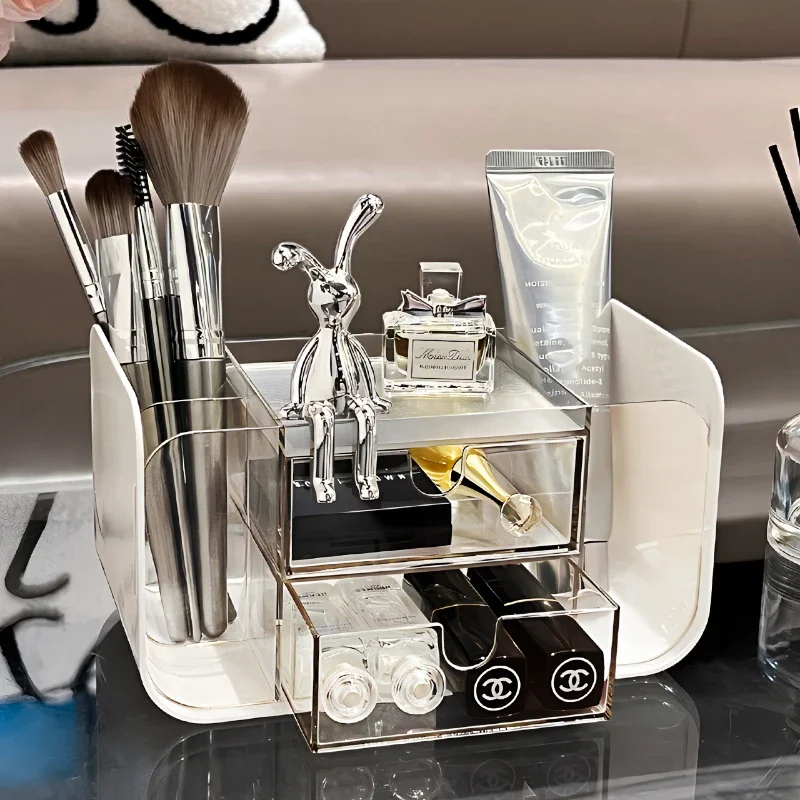 Spacious Makeup Organizer with Drawer Cosmetics Organizer for Countertop Dresser Vanity Makeup Brushes Holder Lipstick