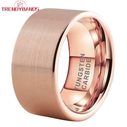 12mm Large Jewelry Mens Womens Large Black Classic Tungsten Carbide Ring Wedding Band Pipe Cut Brushed Finish Comfort Fit