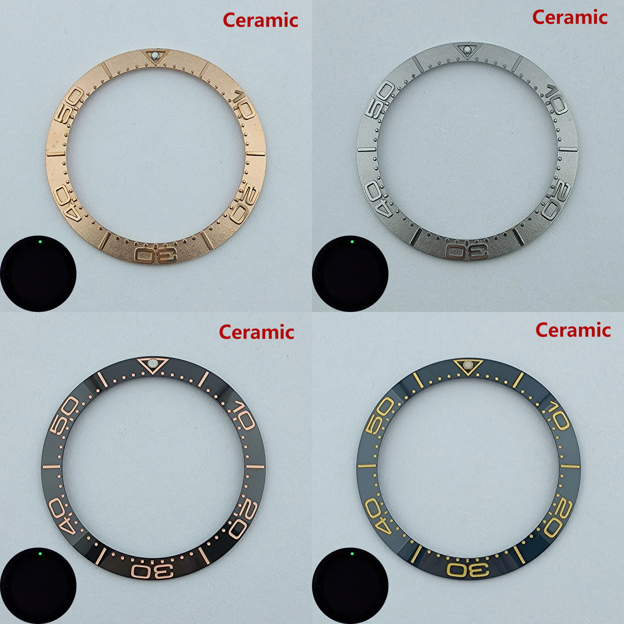 38mm ceramic High quality bezel green luminous insert bezel bezel is tilted for 40mm watch accessory repair tools