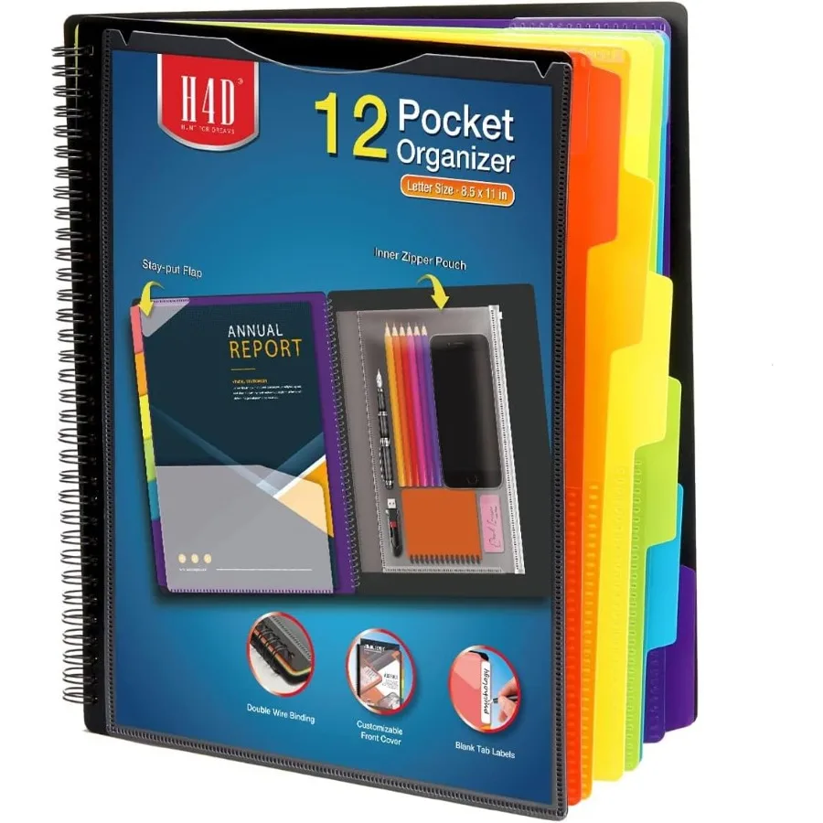 

12-горшок-органайзер для проектов, спиральный органайзер для папок с несколькими горшками, папка для нескольких предметов, размер букв для ноутбука