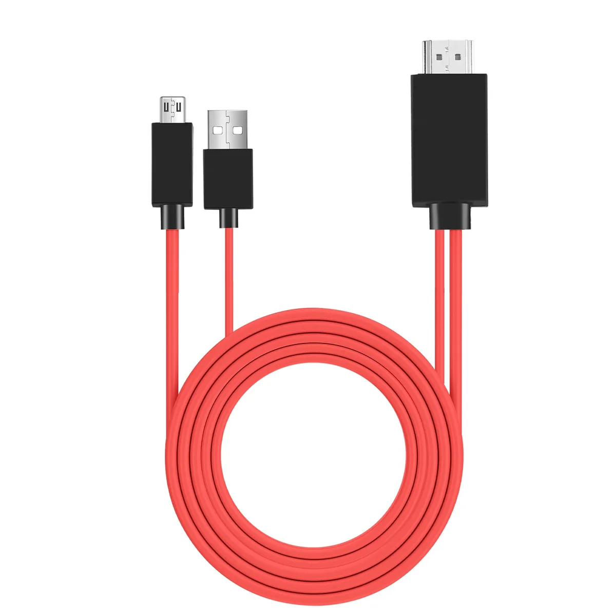 6.5 Feet Micro-USB to Adapter Converter Cable 1080P HDTV for Android Devices Galaxy S3 (11 Pin, Red)