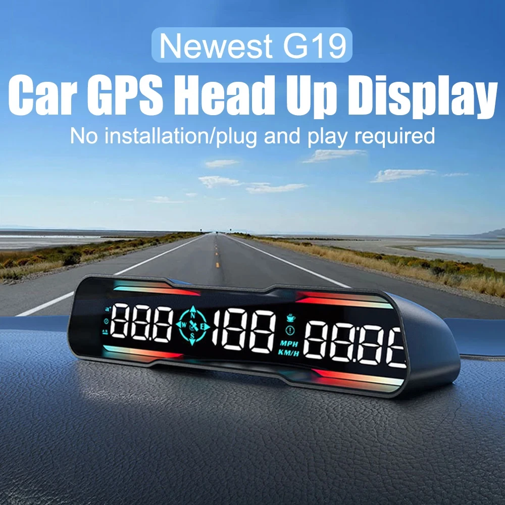 

G19 Car GPS Heads Up Display Meter Auto Compass HUD KM/H MPH Smart Digital Alarm Reminder Meter Speedometer Clock