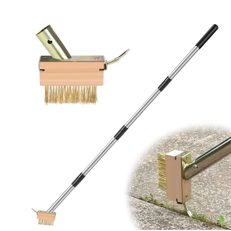 Weeder de rachaduras com alça longa ajustável LBER - Ferramenta manual de remoção de musgo e ervas daninhas para patios e calçadas