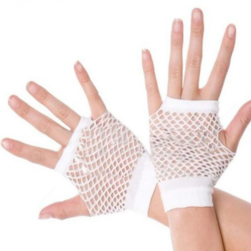 Guantes cortos de malla ahuecados para mujer, mitones sin dedos, medio dedo, Sexy, Color caramelo, moda de verano, nuevo