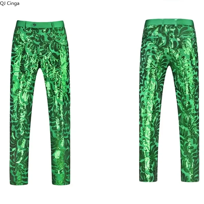 New Red Men's Trousers with Sequin Embellishment, European Sizes XXS-XXL, Suitable for Weddings/parties/stage Performances.