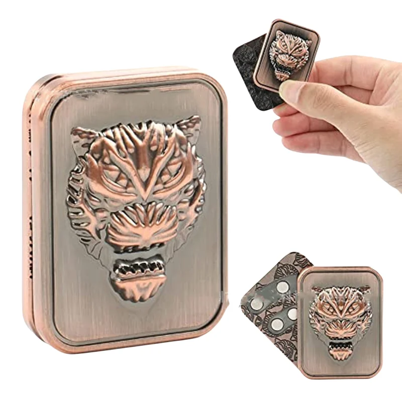 

Tiger Head Fidget Slider Metal Magnetic Push Slider Stress Relief Toy Anti Stress EDC Top Spinning Poker Toy Kids Christmas Gift