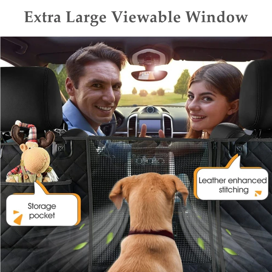 For Tesla Model 3 Model Y 20-24 Dog Seat Cover Waterproof Scratchproof Hammock Durable Nonslip Pet Seat Cover with Mesh Window