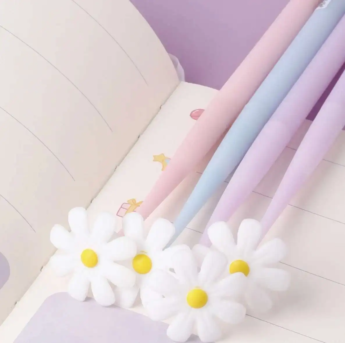 1-teiliger Lytwtw's süßer Kawaii kleiner Gänseblümchen-Stift für Büro, Schulbedarf, süßes Briefpapier, kreativ, hübsch, schön, weicher Gelstift – Detail 4