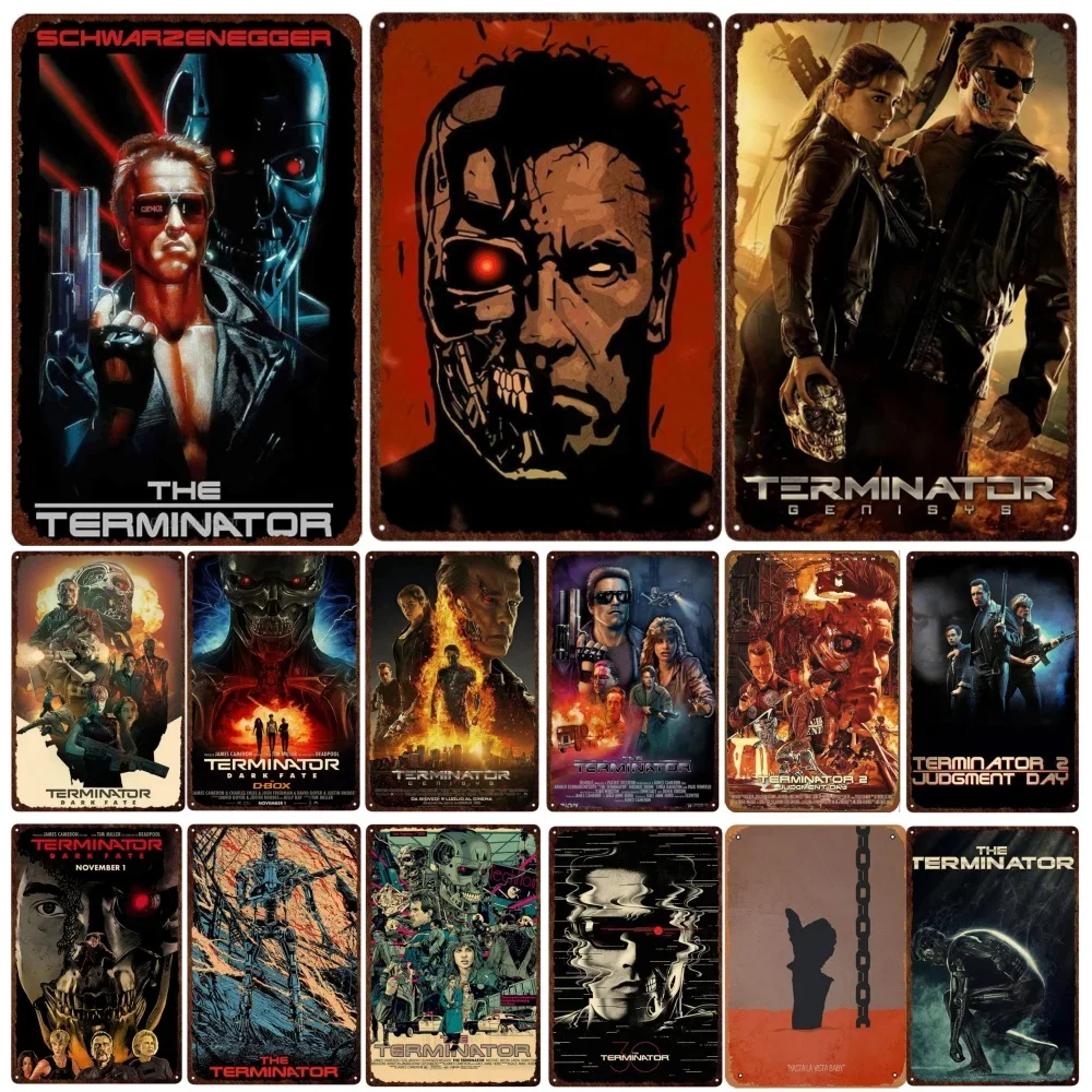 Vintage Terminator  Metal Tin Sign Poster  Retro Movie Plaque for Bar Club Home Bedroom Wall Decor  Perfect Nostalgic Wall Plate