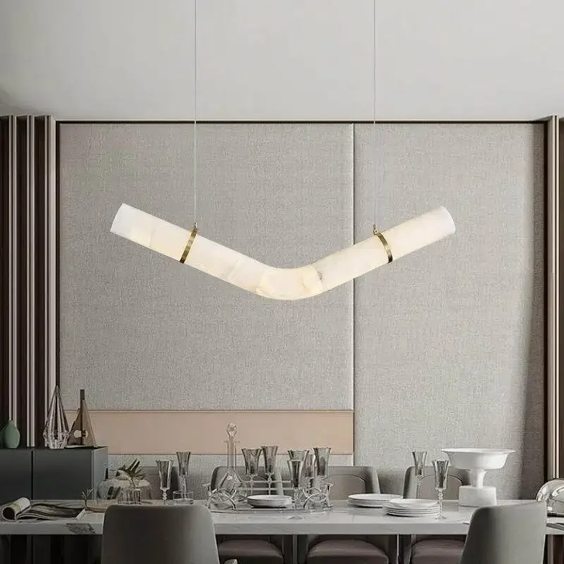 All Copper Pendant Lamp Modern Minimalist Imitation Marble Design Luxury Look For Living Room Designer Model Room Decor Lighting