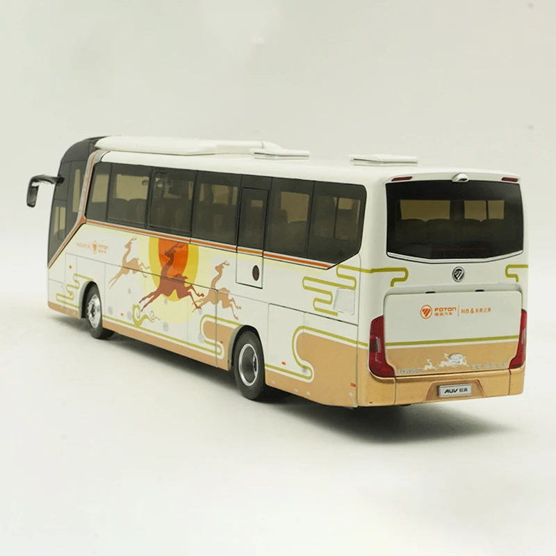 1:36 Scale Diecast Alloy Foton Ouhui BJ6122 Luxury Bus Toys Cars Model Classics Adult Souvenir Ornaments Gifts Static Display