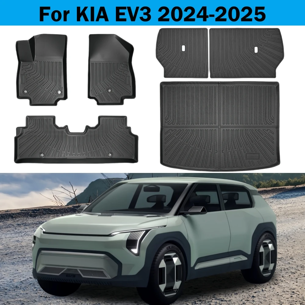 

TPE Floor Mats For 2024 Kia EV3 All Weather Protection Floor Liner Cargo Liner Trunk Mat 2024 2025