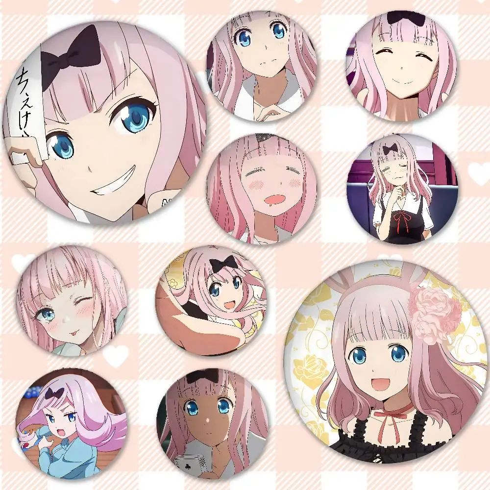 Cute Chika Fujiwara Badges Peripheral Lapel Pins Tinplate Round Brooch For Shoulder Bag Accessories Souvenir Gifts