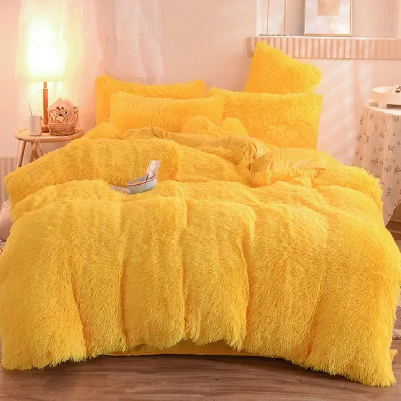 Winter Super Warm Mink Four Piece Set AB Side Thickened Plush Double Ded Quilt Cover Ded Sheet Two Pillowcases For Girl Gift