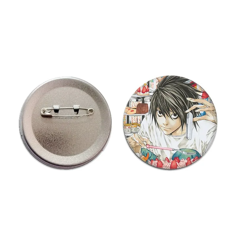 58mm Anime Death Note Enamel Pins Tinplate Round Brooch Cosplay Badge Backpacks Clothing Jewelry Fans Cosplay Accessories Gift