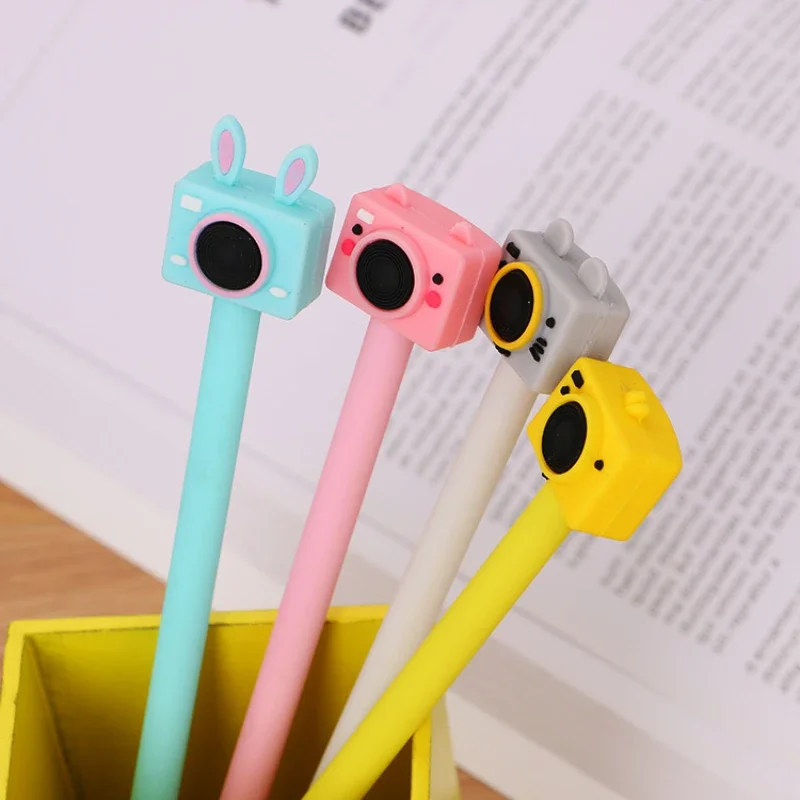 50PCS Cartoon Camera Modeling Rollerball Pen Creative Student Stationery Cute Fountain Pen Black Office Signature Pen
