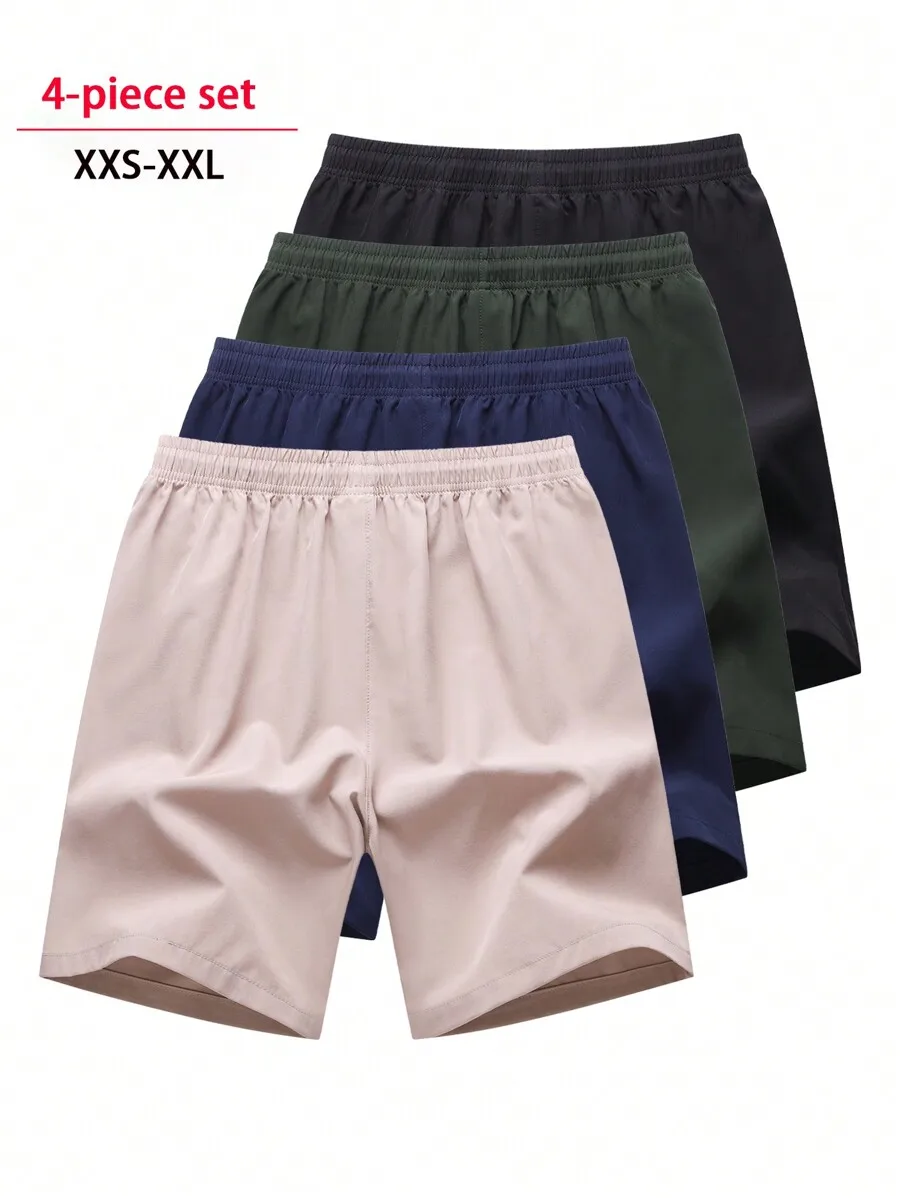 

4pcs Set Mens Casual Sports Shorts Breathable Mid-Thigh For Running Fitness Outdoor Beach