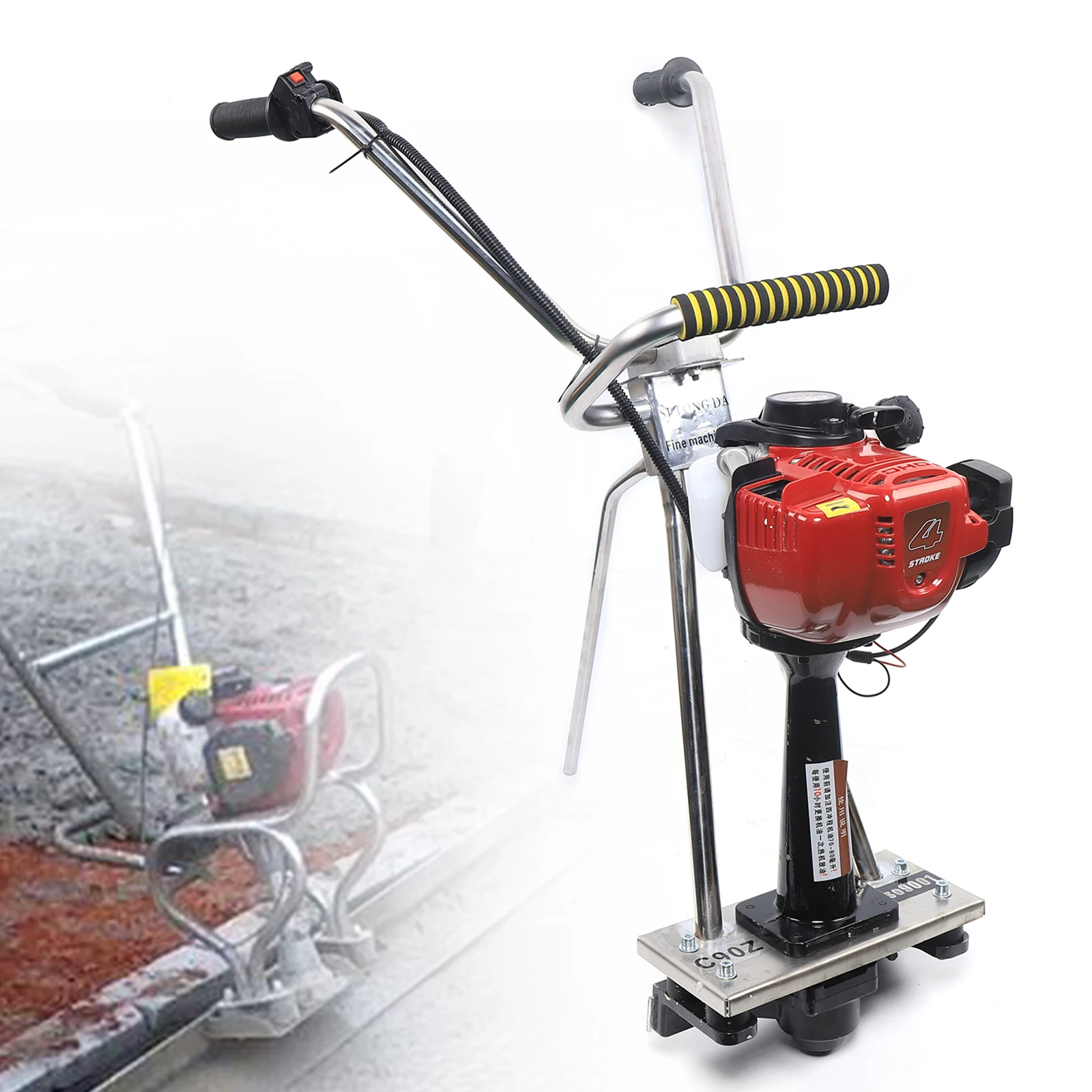 4-stroke Concrete Finishing Screed Power Concrete Vibrating Tamp Beam Screed Gasoline Engine 900W w/Emergency Stop