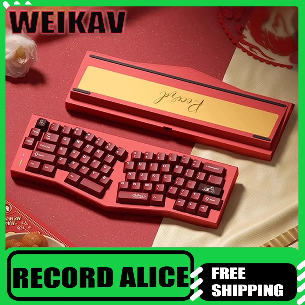 

Weikav Record Alice комплект механической клавиатуры, трехрежимный алюминиевый сплав, индивидуальный комплект игровой клавиатуры RGB для Win, офисные подарки