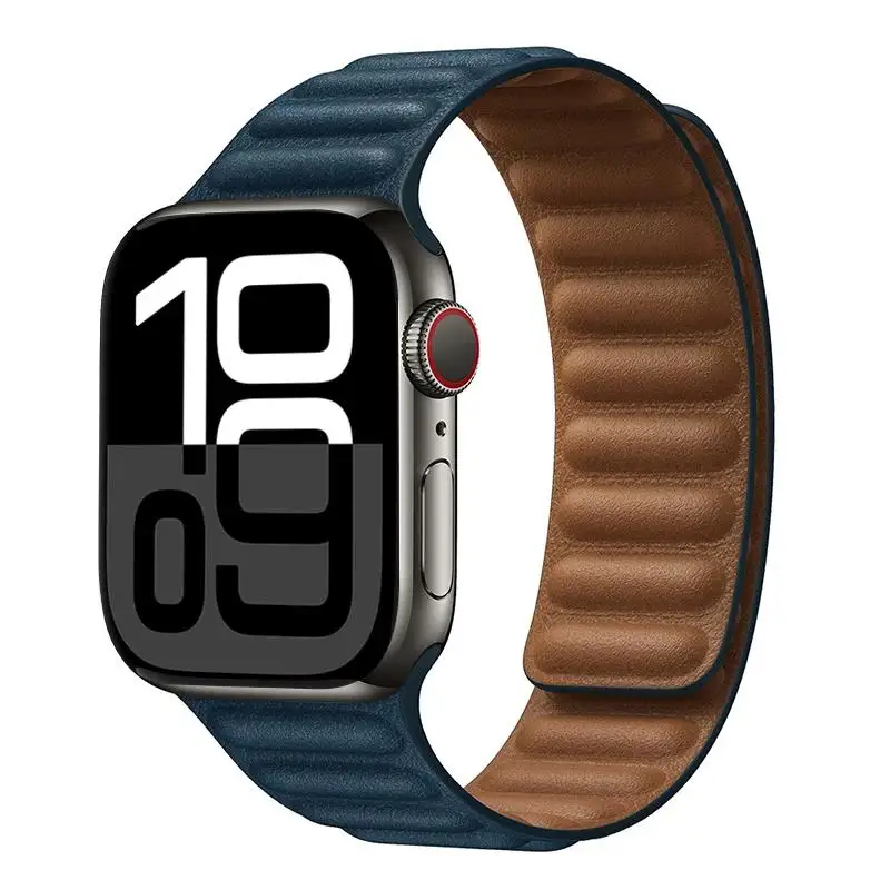 Lederarmband für Apple Watch 49mm 46mm 42mm 41mm Original Magnetisches Schlaufenarmband iWatch 12 11 10 9 8 7 SE Ultra 2 3 4