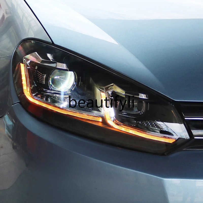 

Applicable to GEF6 headlight assembly 6th generation modified led double L daytime running light gti xenon lens hernia high r20