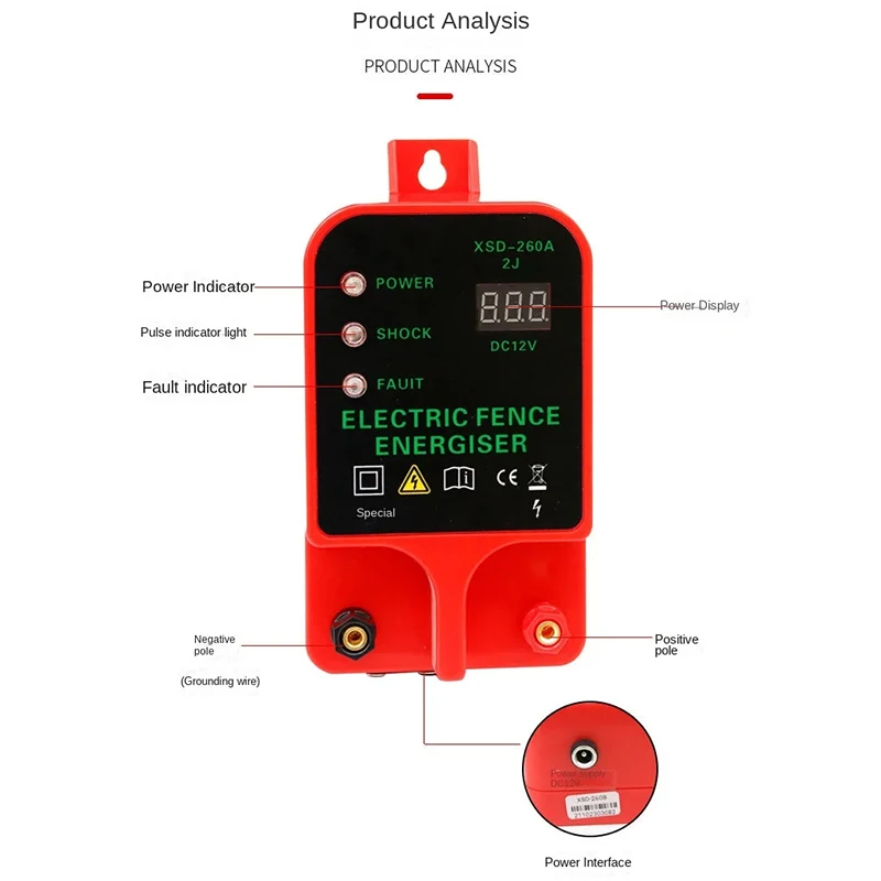 10KM High-Power Shepherd Electric Fence Charger For Poultry Farm Durable Animal Control System Equipped With Decibel Alarm Pulse