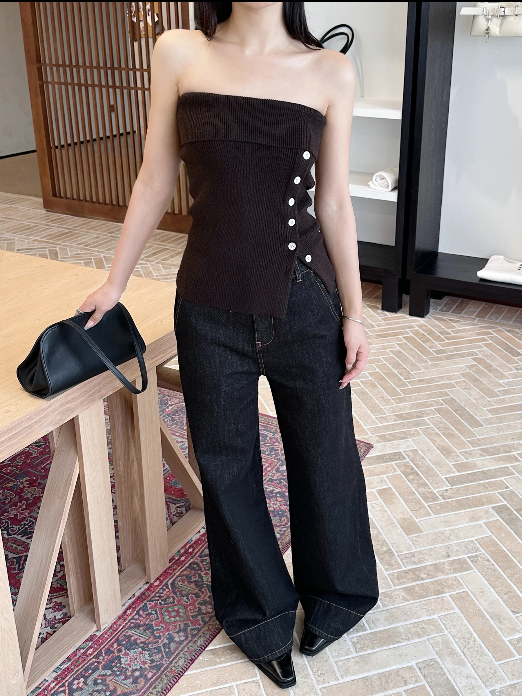 

Джинсы 5werkwen Retro Sli 90S Bla Original Denim: прямые джинсы с декоративной строчкой, женские, свободного кроя, летние