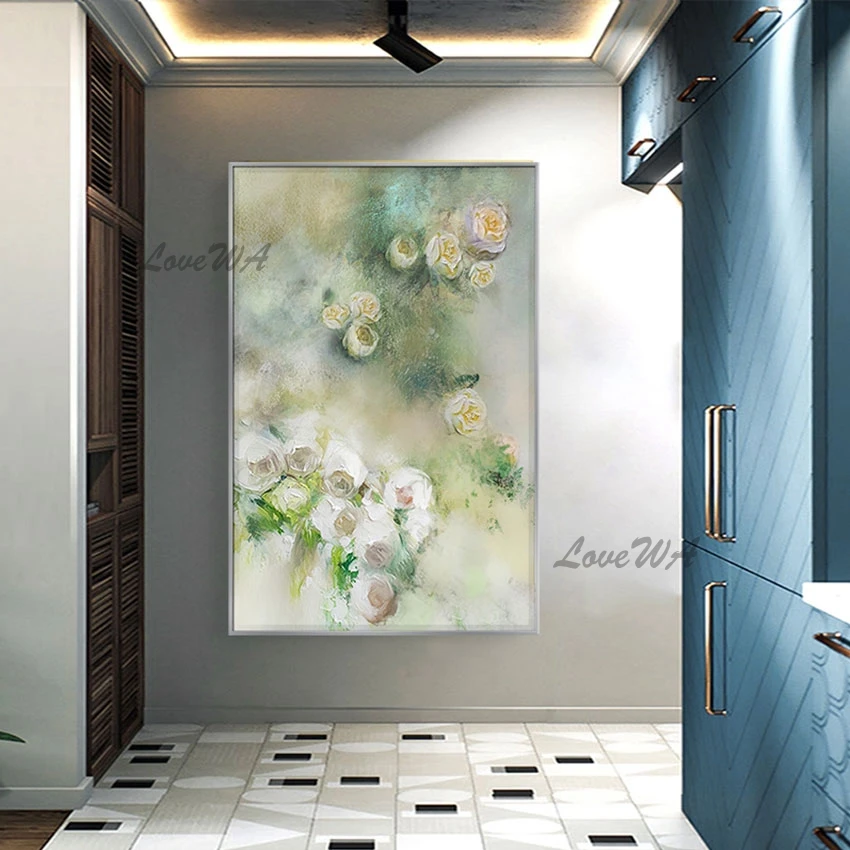 

New Abstract 1 Panel Set Flowers Oil Painting, Hand-painted Wall Canvas Art, For House Corridor Decoration Canvas Floral Picture