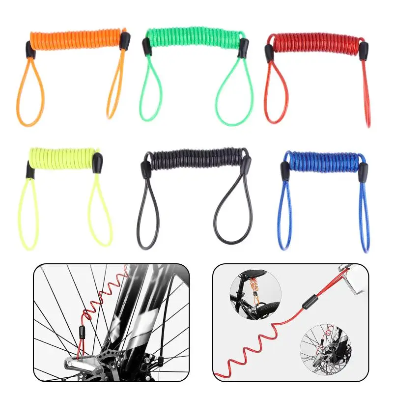 Motorbike Security Alarm Disc Lock Reminder Cable, 1.5M Anti Thief Wheel Brake Lock